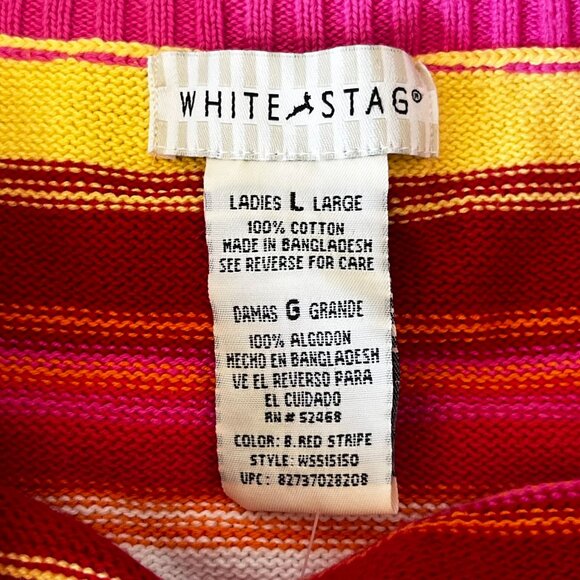 NWT Vtg. White Stag Boat Neck Sweater Tank Top Striped 100% Cotton Size Large L - Picture 5 of 10